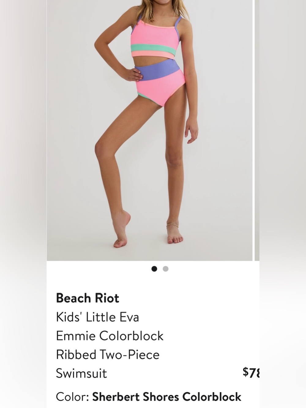Beach riot NEW EVA Emmie Colorblock Ribbed two piece swim size 11/12